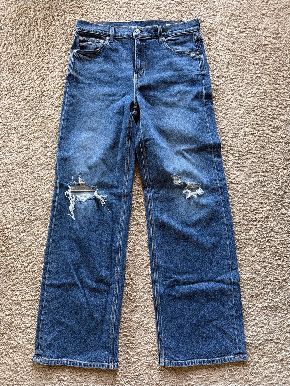 AYR Dark Blue- NWT  Distressed The Secret Sauce Wide Leg Jeans